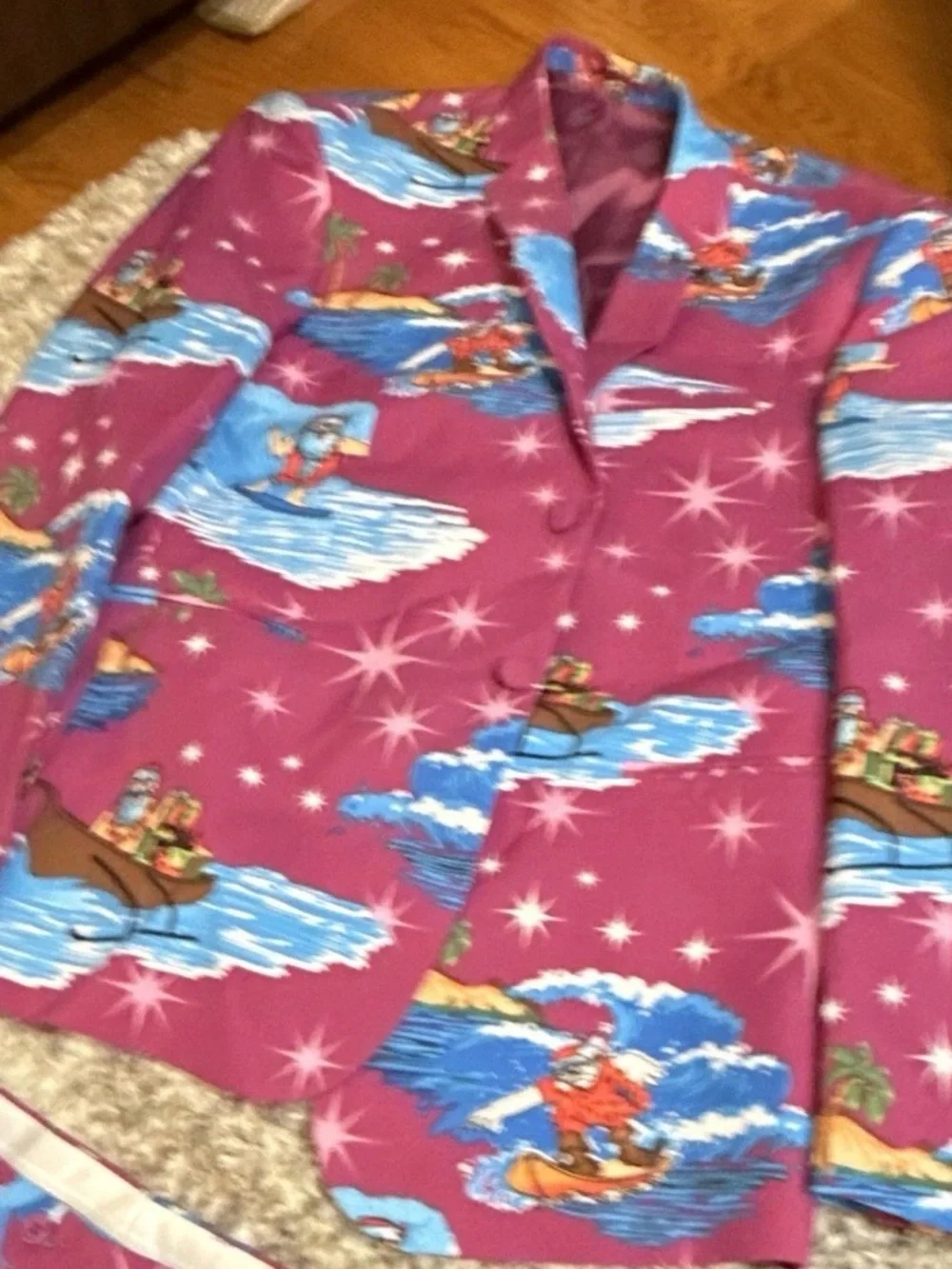 Men's Christmas Magenta Printed Suit 4 pc set- Bold Statement Set 48R or 4XL